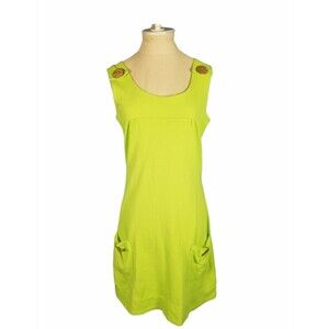 Casual Living Women's Cotton Sleeveless Green Dress Comfortable Jumper Size S